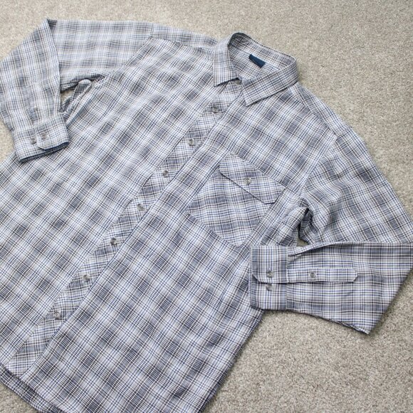 PROPPER Shirt Mens Large Regular Black/Blue Snap Button Polyester Long Sleeve - Picture 4 of 16